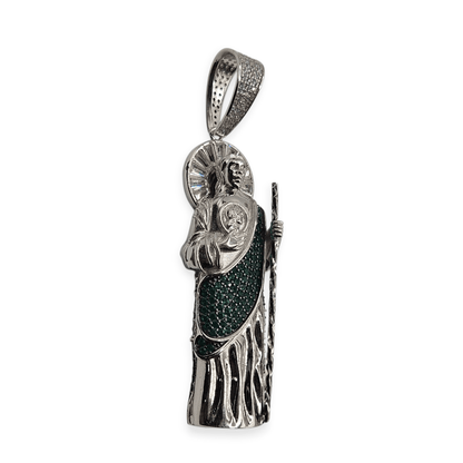 Large San Judas Silver 925 3D Pendant 3in