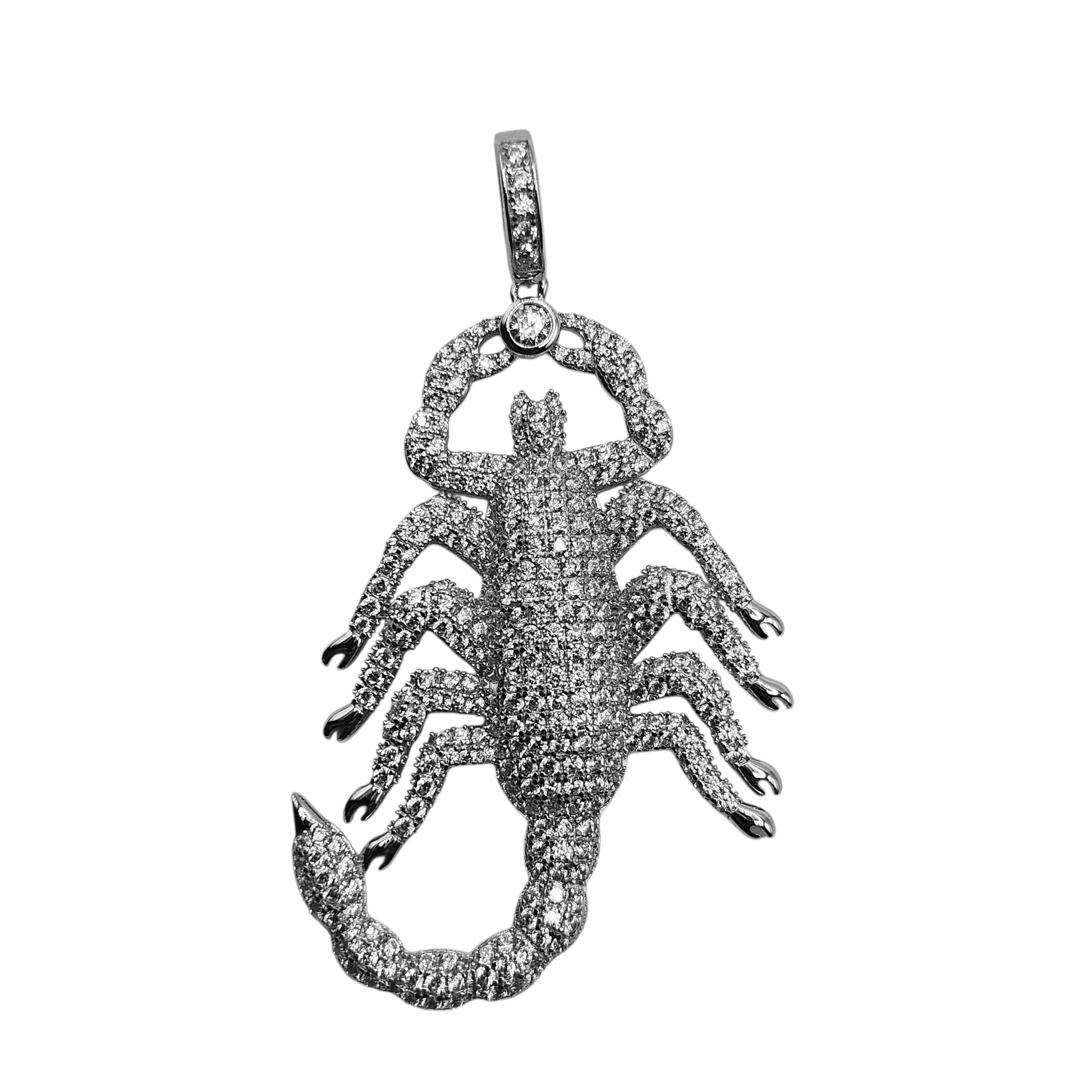 Large Scorpion Silver 925 Pendant with White Cubic Zirconias for Men and Women