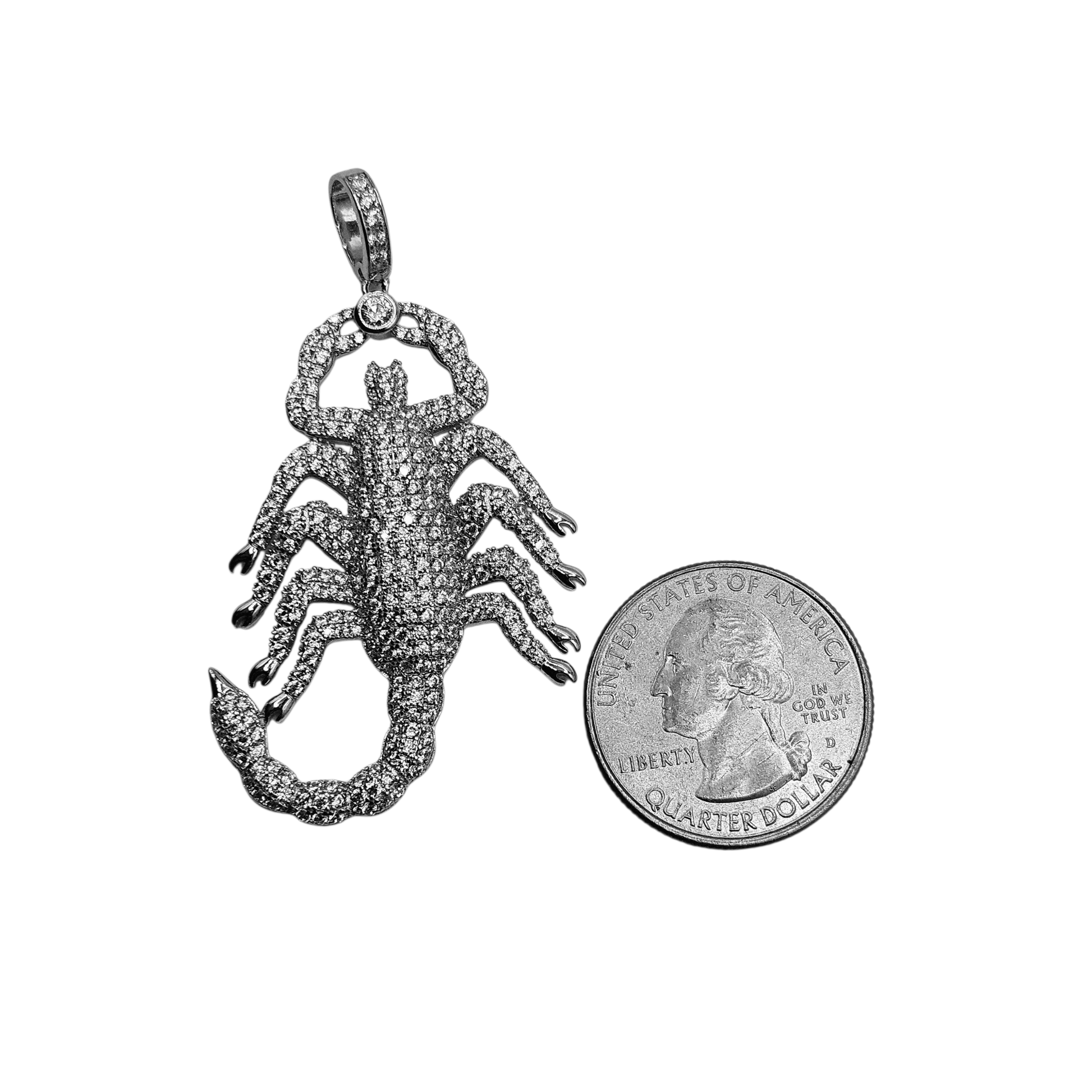 Large Scorpion Silver 925 Pendant with White Cubic Zirconias for Men and Women