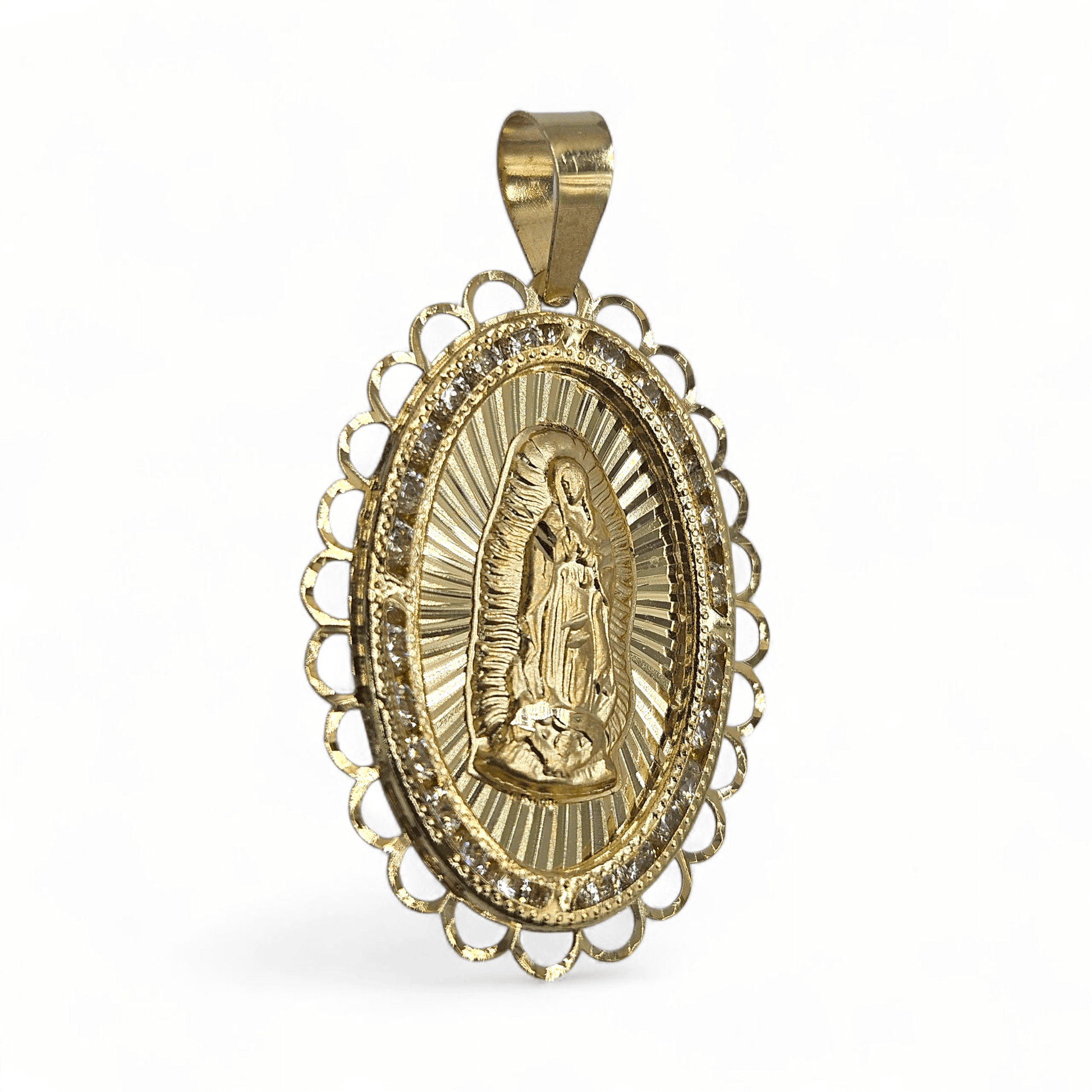 Large Virgin Mary 14K Gold Pendant Nuestra Señora de Guadalupe