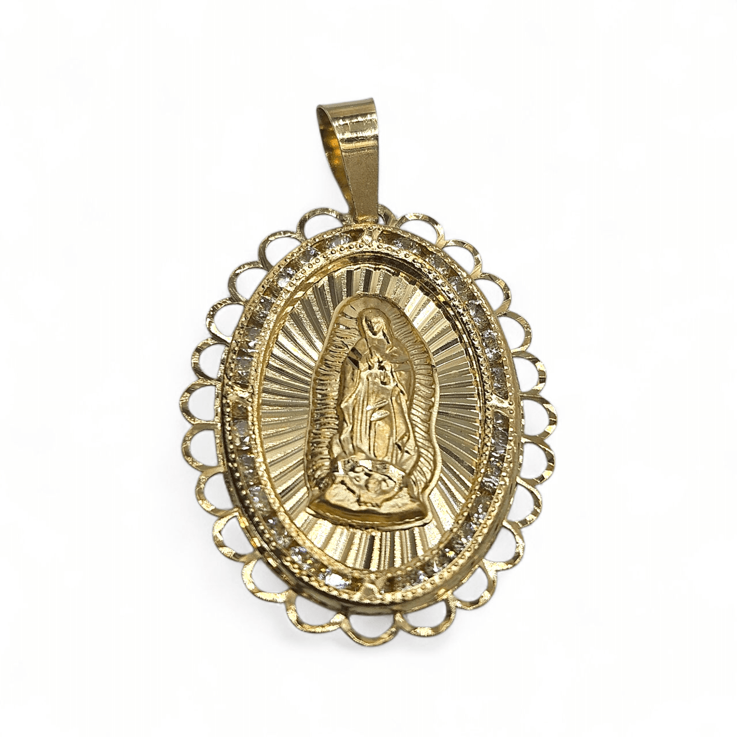 Large Virgin Mary 14K Gold Pendant Nuestra Señora de Guadalupe