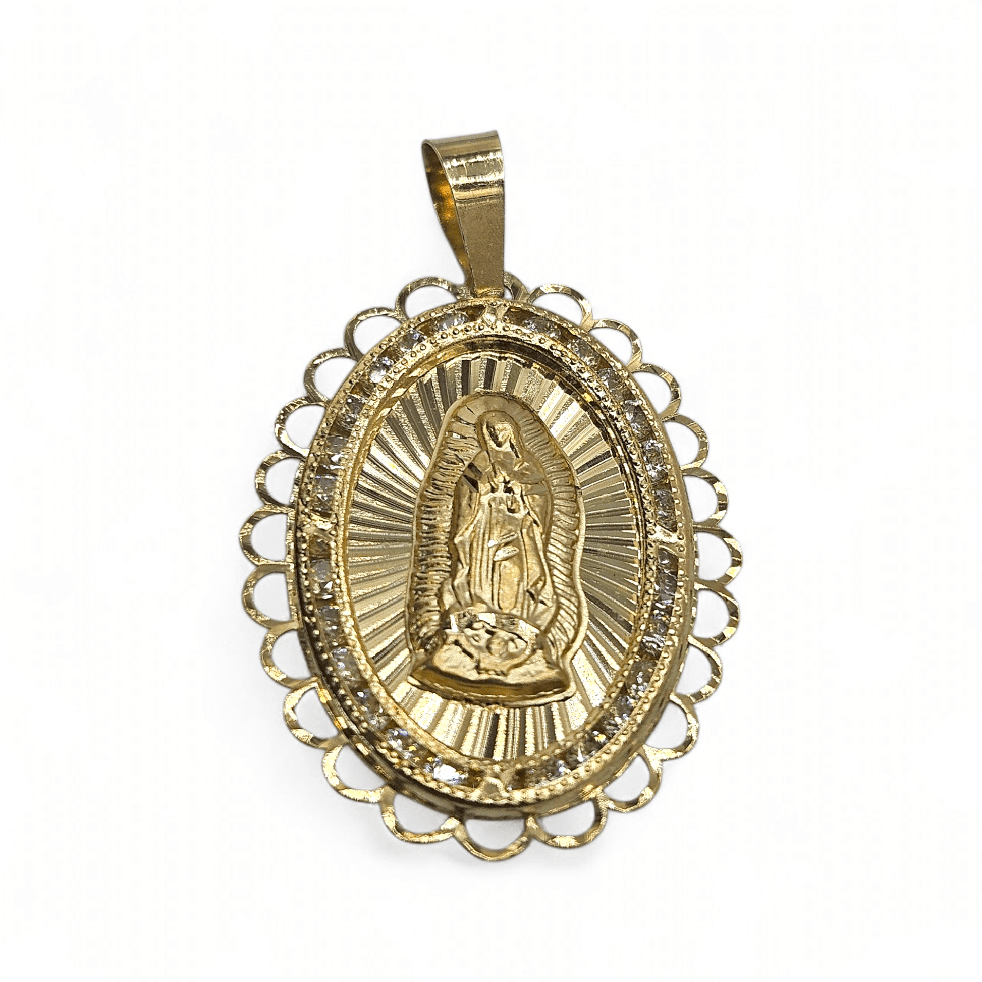 Large Virgin Mary 14K Gold Pendant Nuestra Señora de Guadalupe