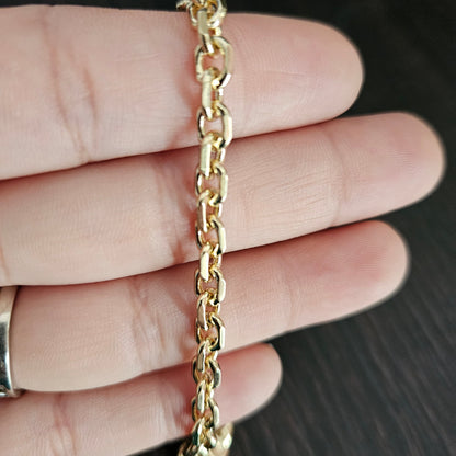 Link Bracelet 14K Gold Plated for Women 8" Long