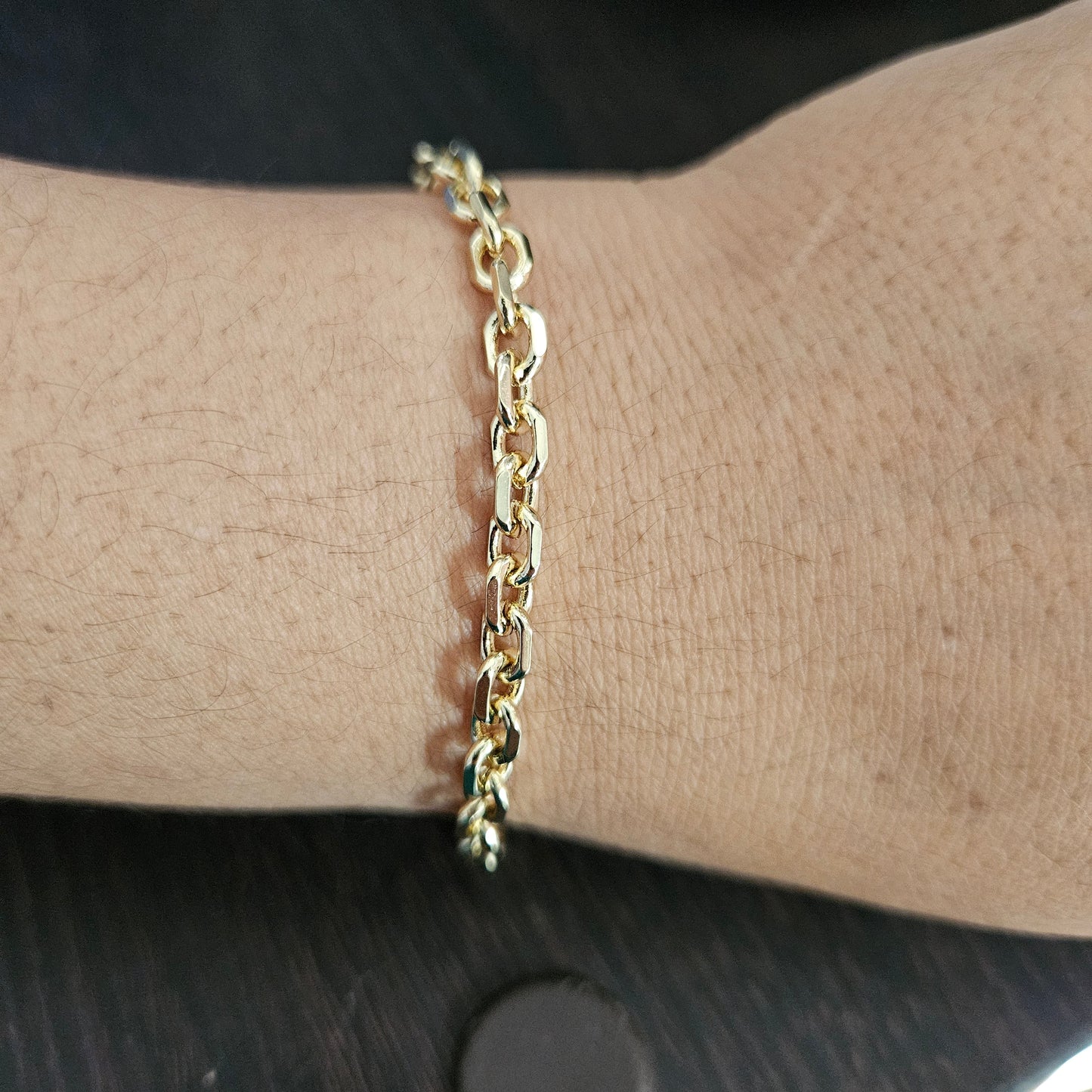 Link Bracelet 14K Gold Plated for Women 8" Long
