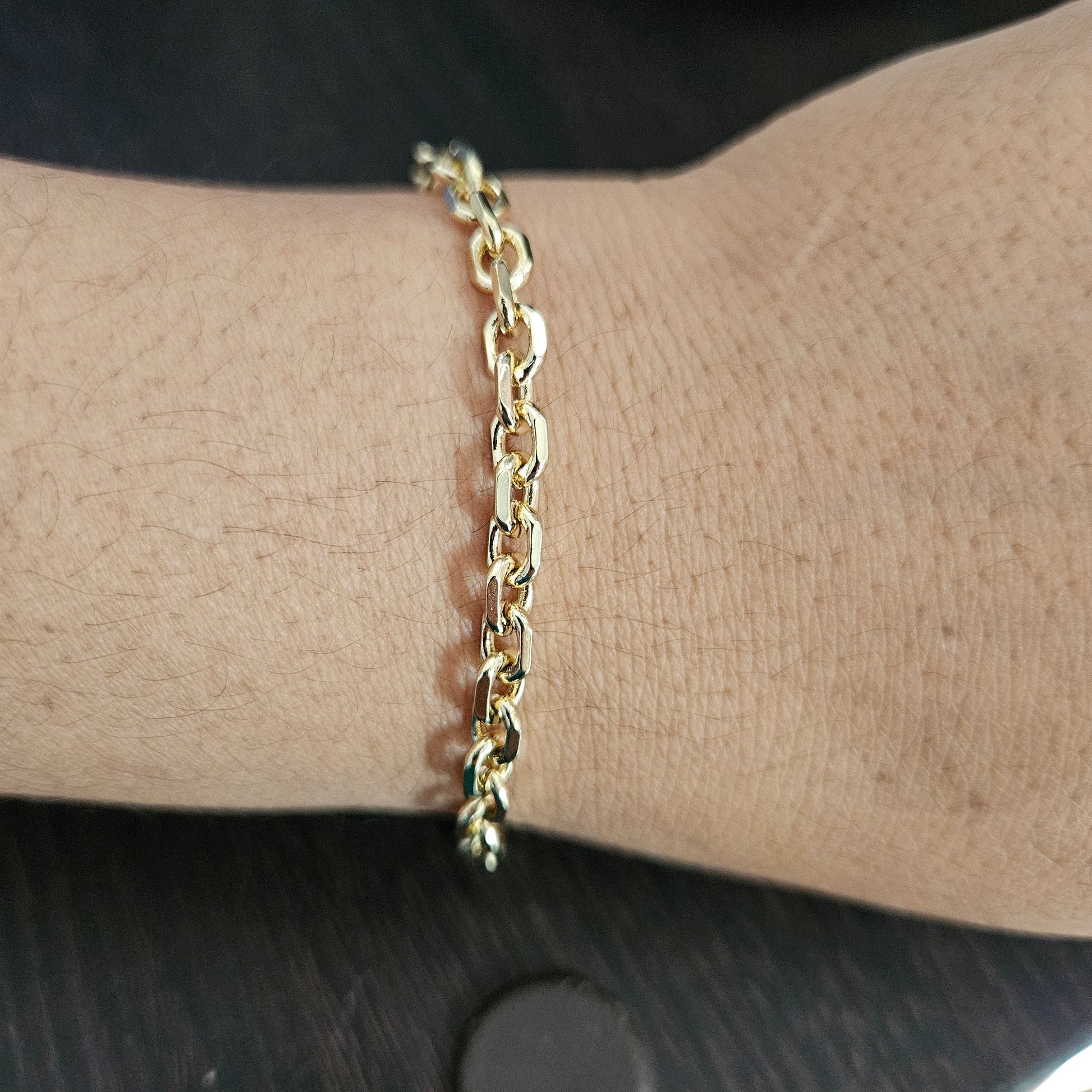 Link Bracelet 14K Gold Plated for Women 8" Long