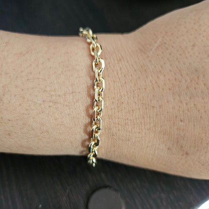Link Bracelet 14K Gold Plated for Women 8" Long