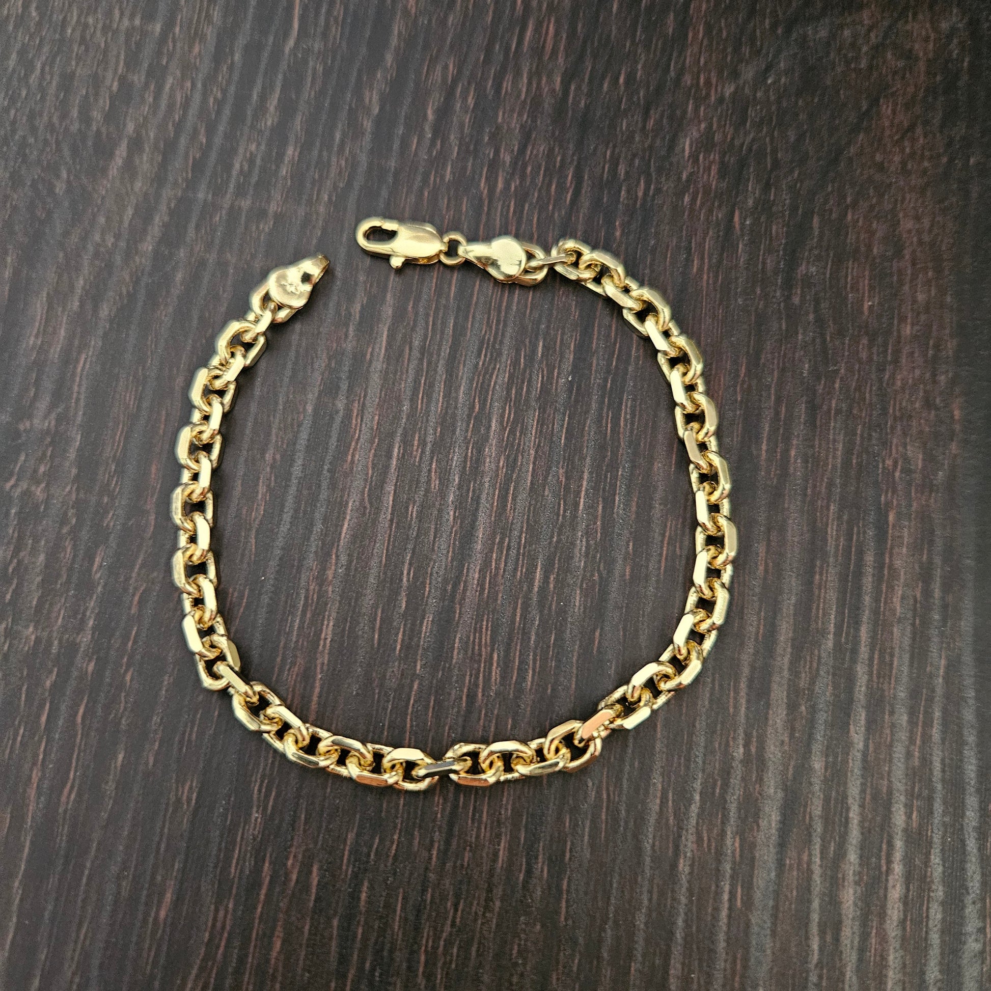 Link Bracelet 14K Gold Plated for Women 8" Long