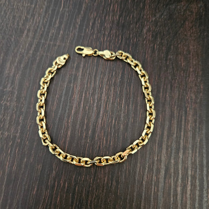 Link Bracelet 14K Gold Plated for Women 8" Long