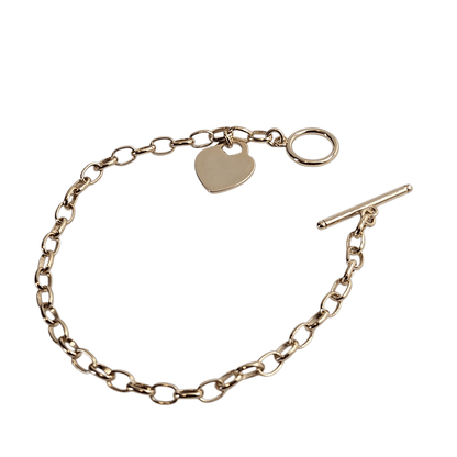 Link Charm Personalized Silver Bracelet with Heart Charm