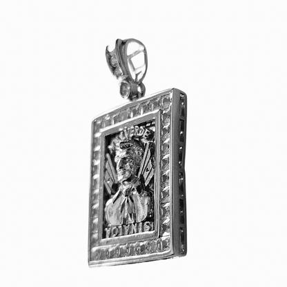Malverde Square Pendant Silver 925 with White Cubic Zirconia Stones