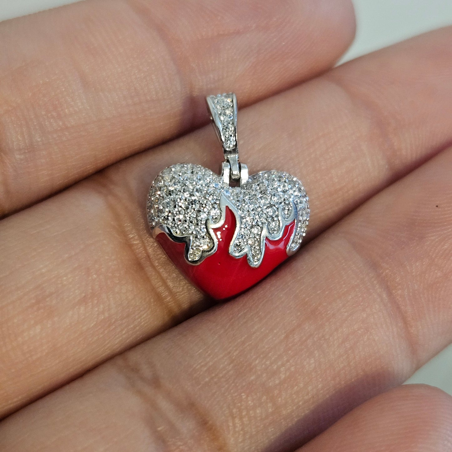 Melting Heart Sterling Silver Pendant Dainty Silver 925