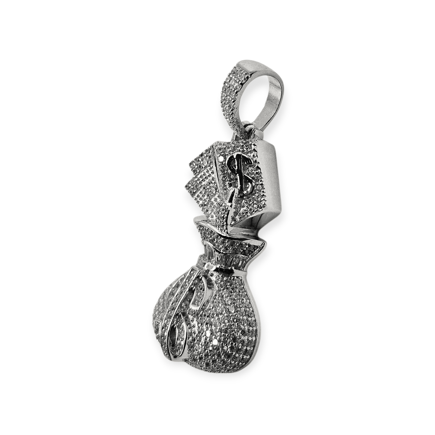 Money Bag Silver Pendant 3D Design 925 Silver