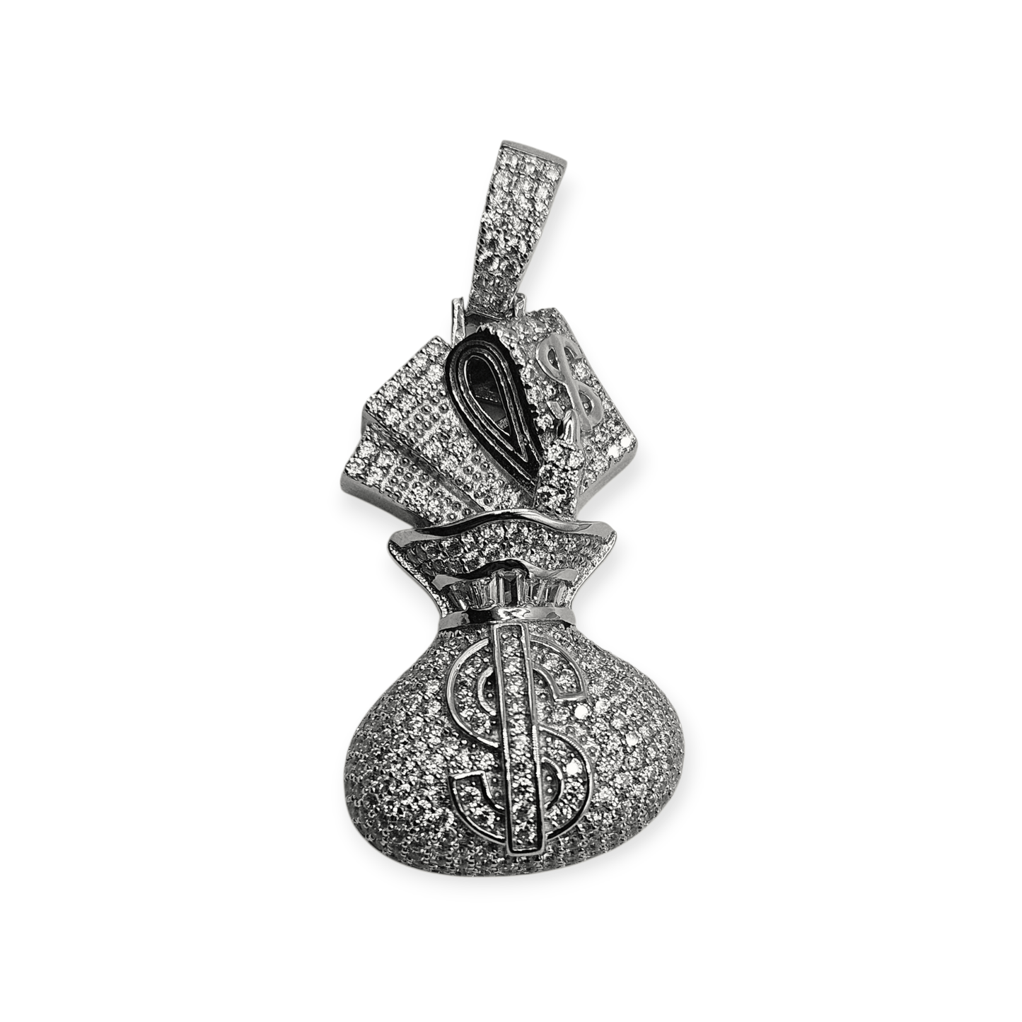 Money Bag Silver Pendant 3D Design 925 Silver