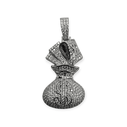 Money Bag Silver Pendant 3D Design 925 Silver