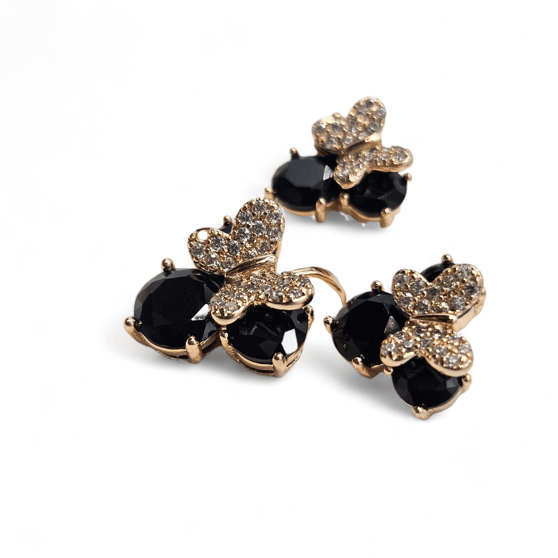Mouse Ears Earrings and Pendant 18K Gold Plated Set