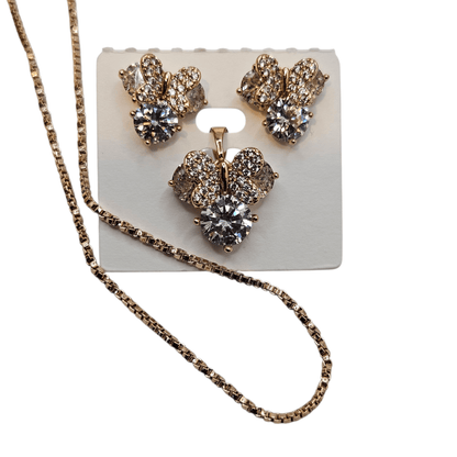 Mouse Ears Earrings and Pendant 18K Gold Plated Set