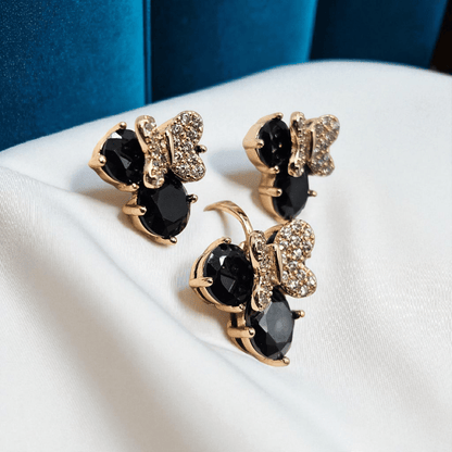 Mouse Ears Earrings and Pendant 18K Gold Plated Set