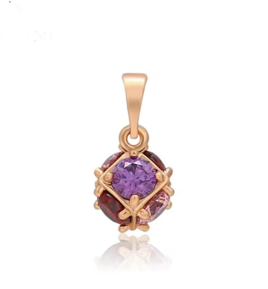 Multicolor Ball Charm Necklace 14K Gold Plated Women