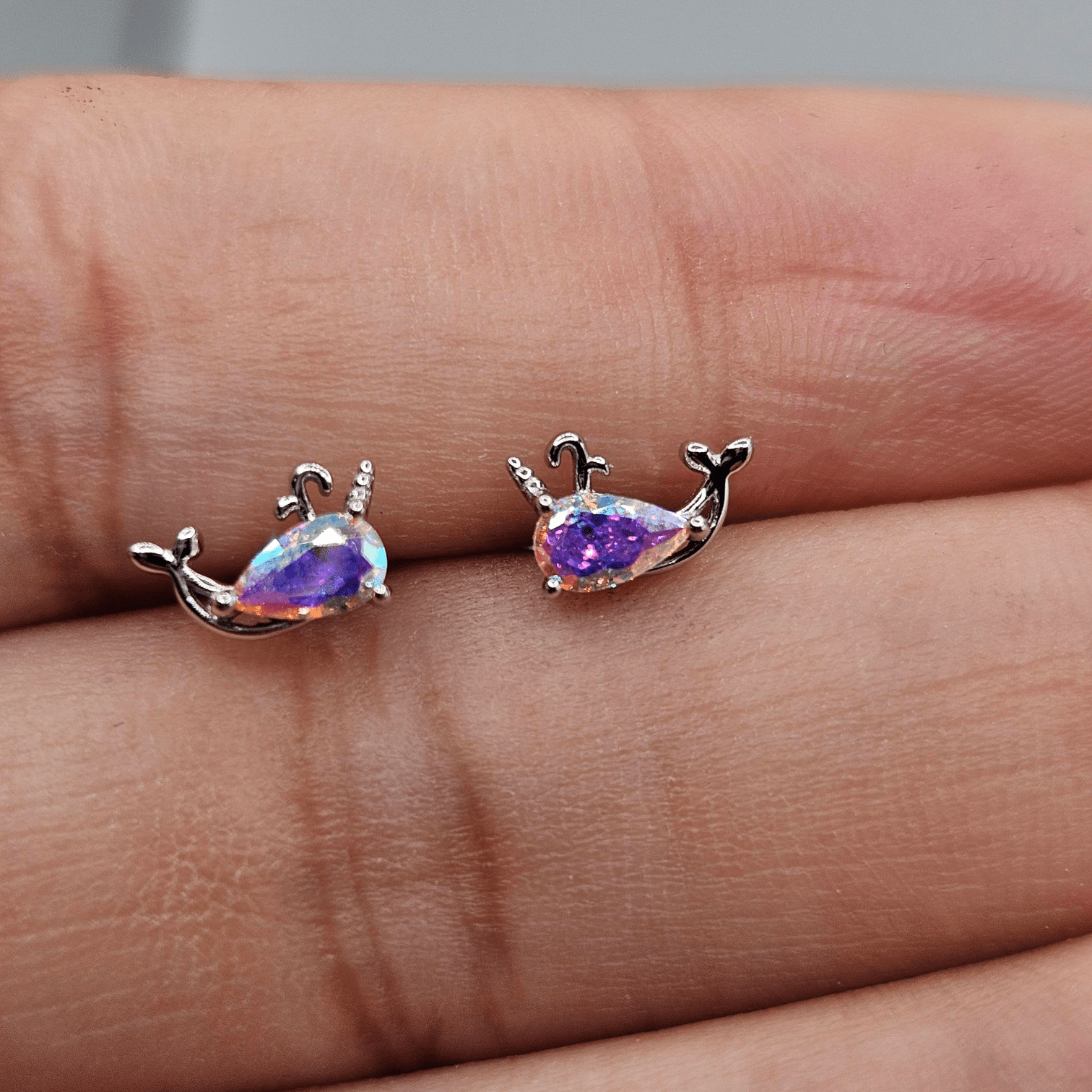 Narwhals Wale Unicorn Stud Earrings Silver 925 for Girls