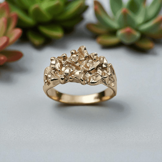 Nugget Shape Silver 925 Ring for Men and Women or Gold Plated Over Silver 925 Nugget Ring