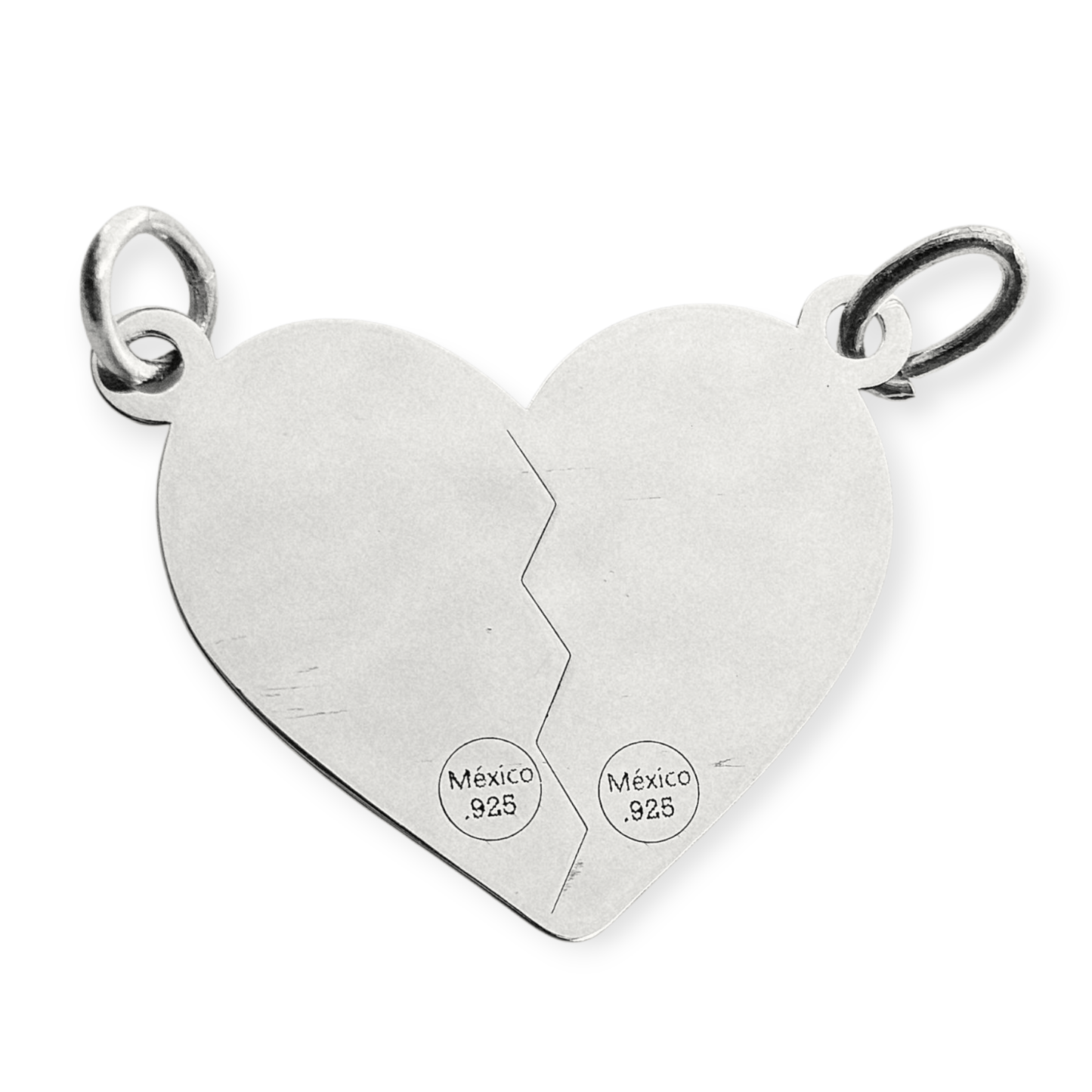 Nut and Bolt Silver Breakable Heart 2 Piece Couple's Pendant