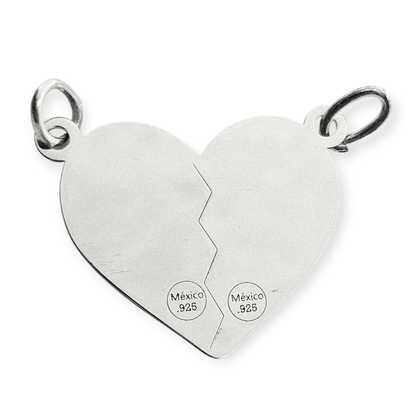 Nut and Bolt Silver Breakable Heart 2 Piece Couple's Pendant