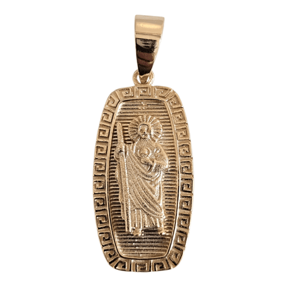 Oval Saint Jude Silver 925 Pendant San Judas in Silver or Silver with 14K Gold Plating