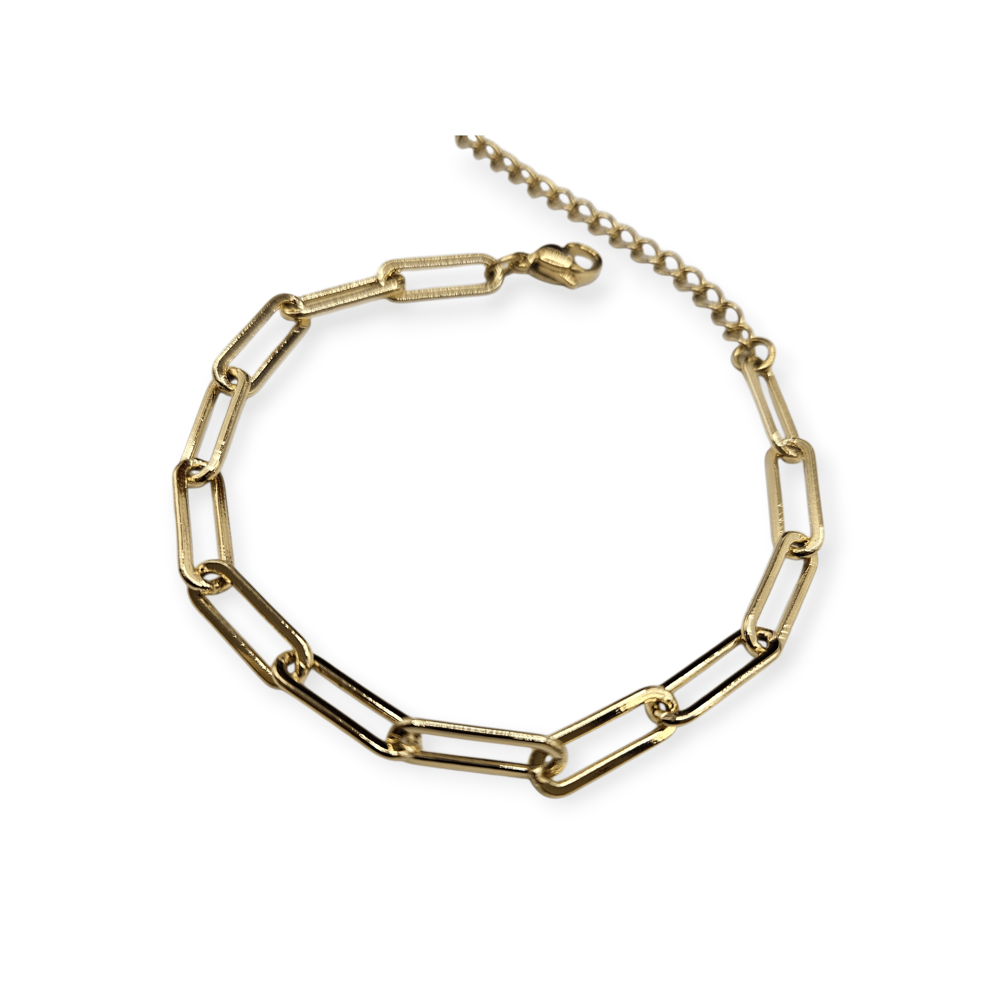 Paperclip 14k Gold Plated Bracelet for Women 7in Adjustable