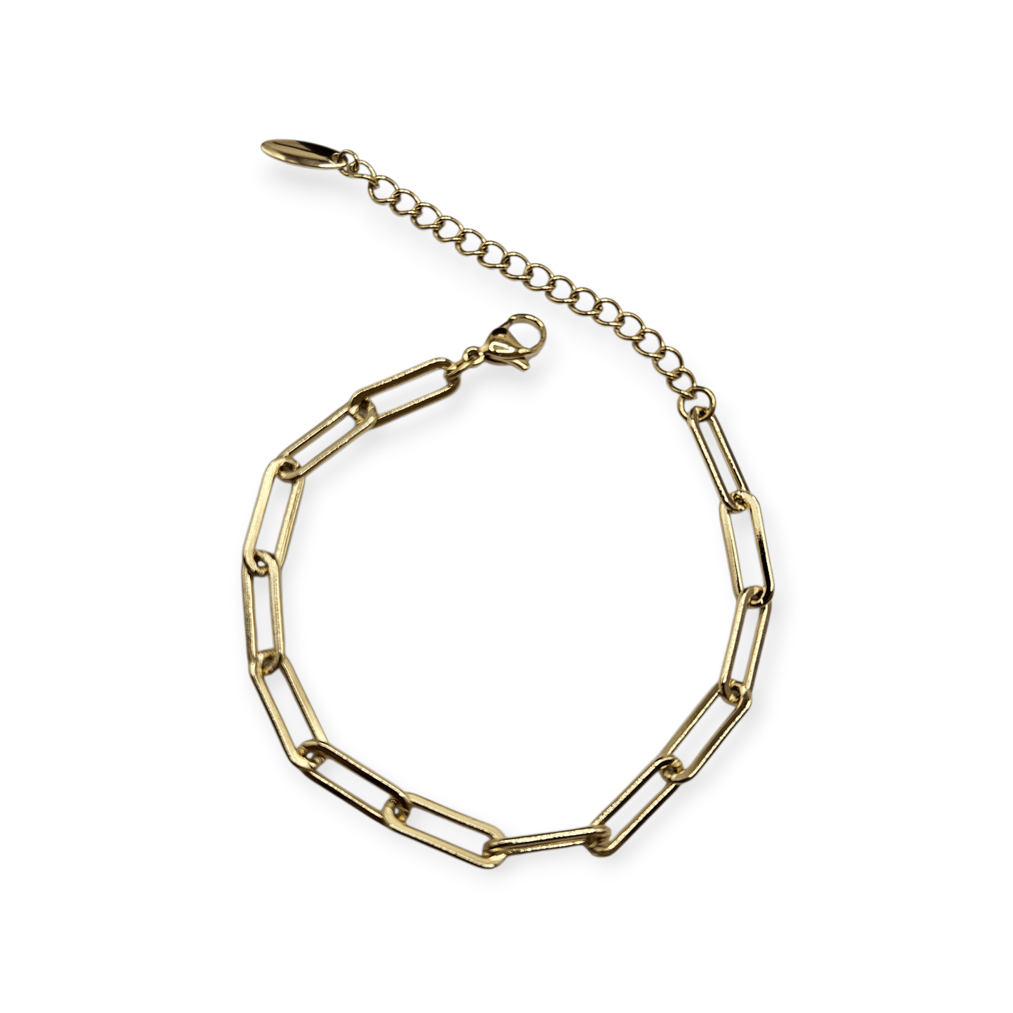 Paperclip 14k Gold Plated Bracelet for Women 7in Adjustable