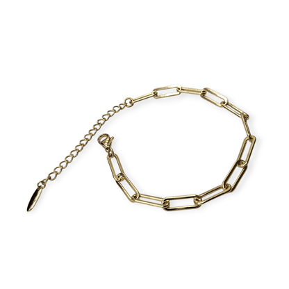 Paperclip 14k Gold Plated Bracelet for Women 7in Adjustable