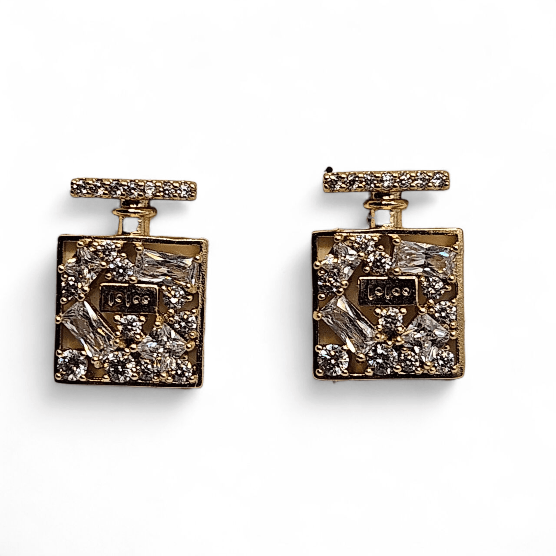 Perfume Stud Earrings 14k Gold Plated