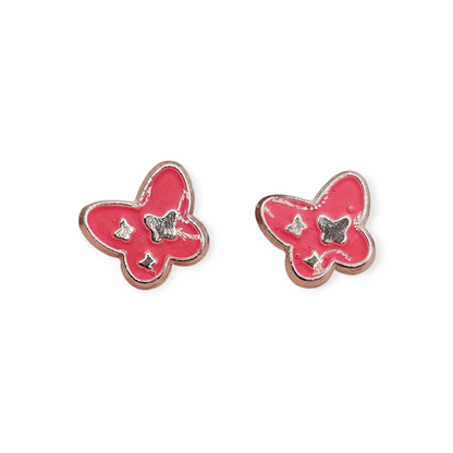 Pink Butterfly Stud Earrings for Girls