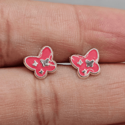 Pink Butterfly Stud Earrings for Girls