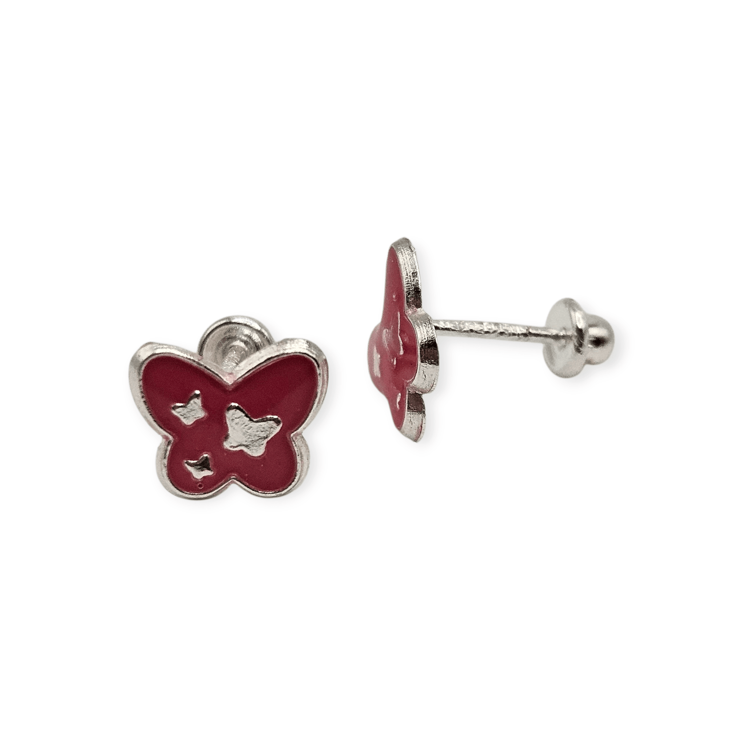 Pink Butterfly Stud Earrings for Girls