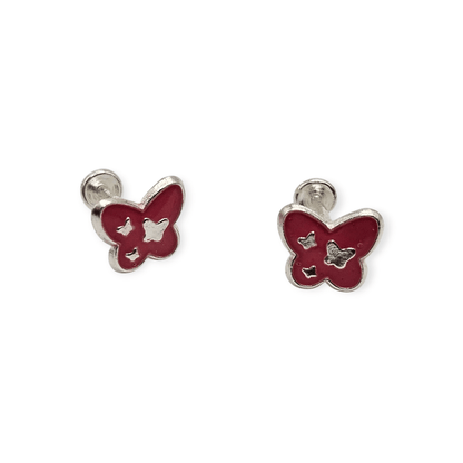 Pink Butterfly Stud Earrings for Girls