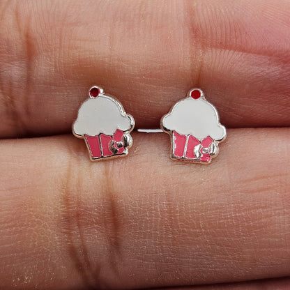 Pink Cupcake Stud Earrings for Girls