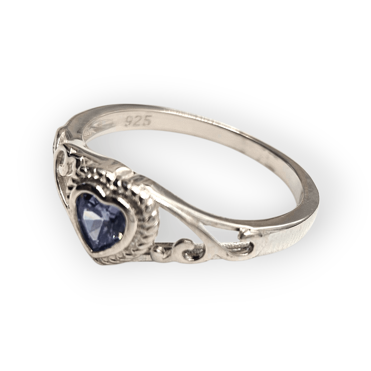 Purple Girls Sterling Silver Crown Cubic Zirconia Ring