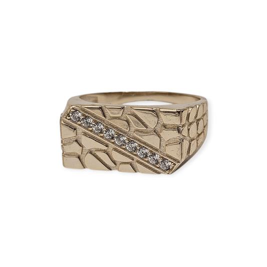 Rectangle Nugget Ring Silver 14K Gold Plated