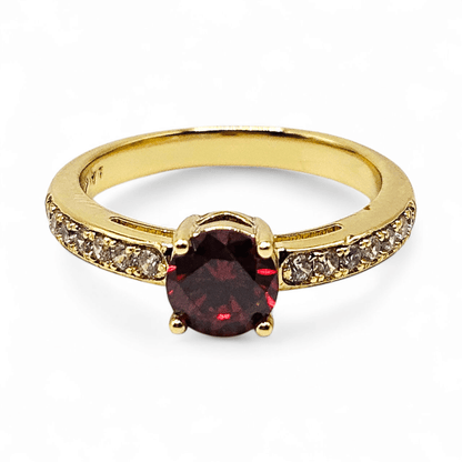 Red CZ Stone Ring 14k Gold Plated for Women