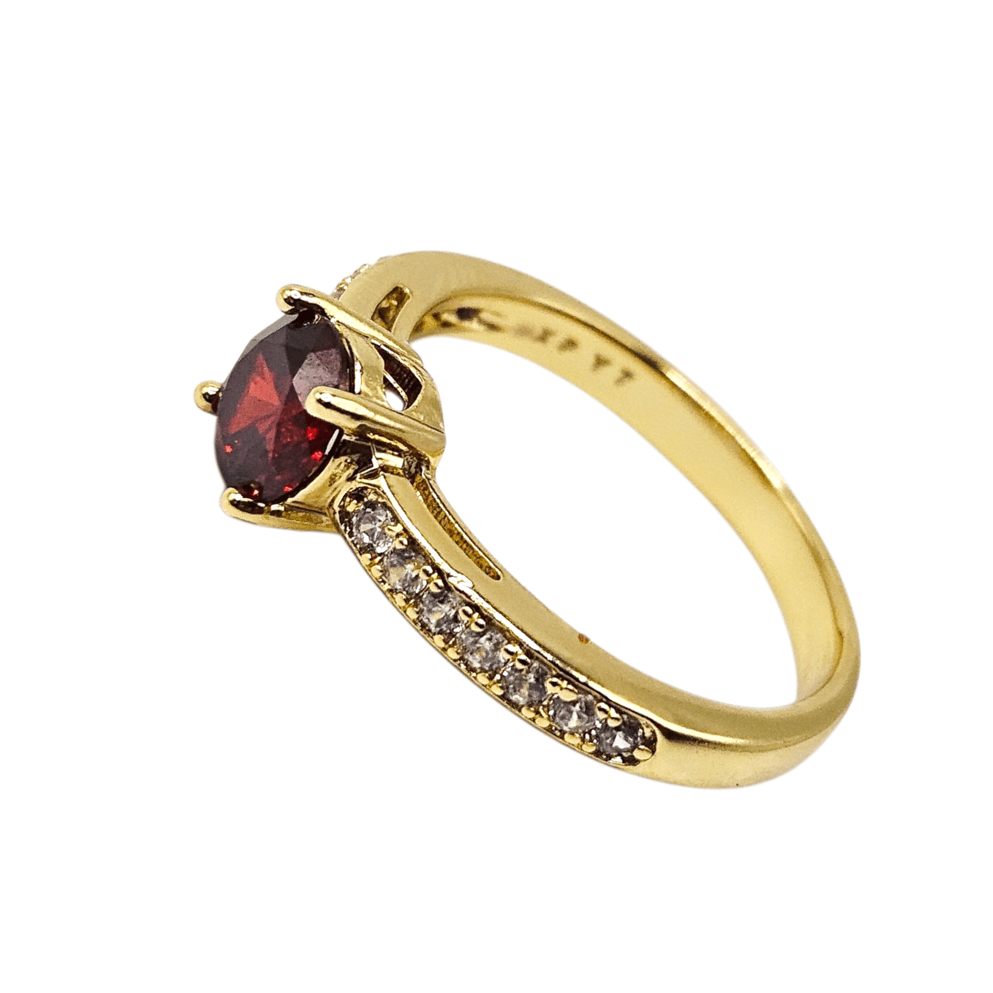 Red CZ Stone Ring 14k Gold Plated for Women
