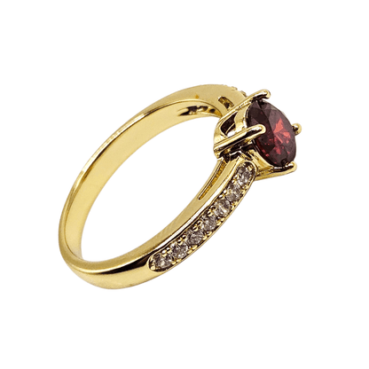 Red CZ Stone Ring 14k Gold Plated for Women