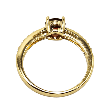 Red CZ Stone Ring 14k Gold Plated for Women
