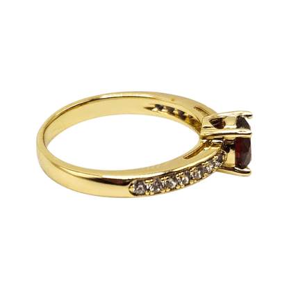 Red CZ Stone Ring 14k Gold Plated for Women