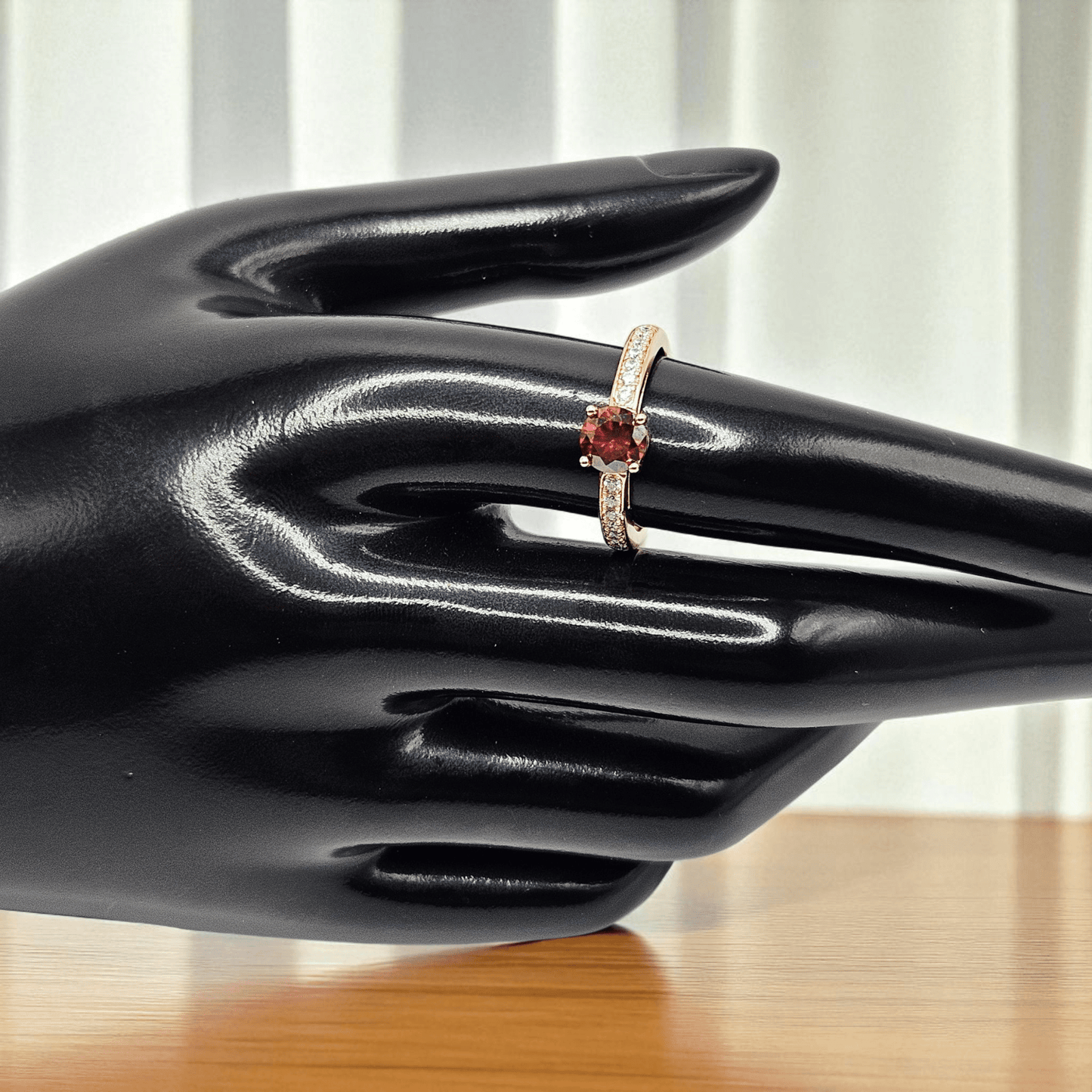 Red CZ Stone Ring 14k Gold Plated for Women