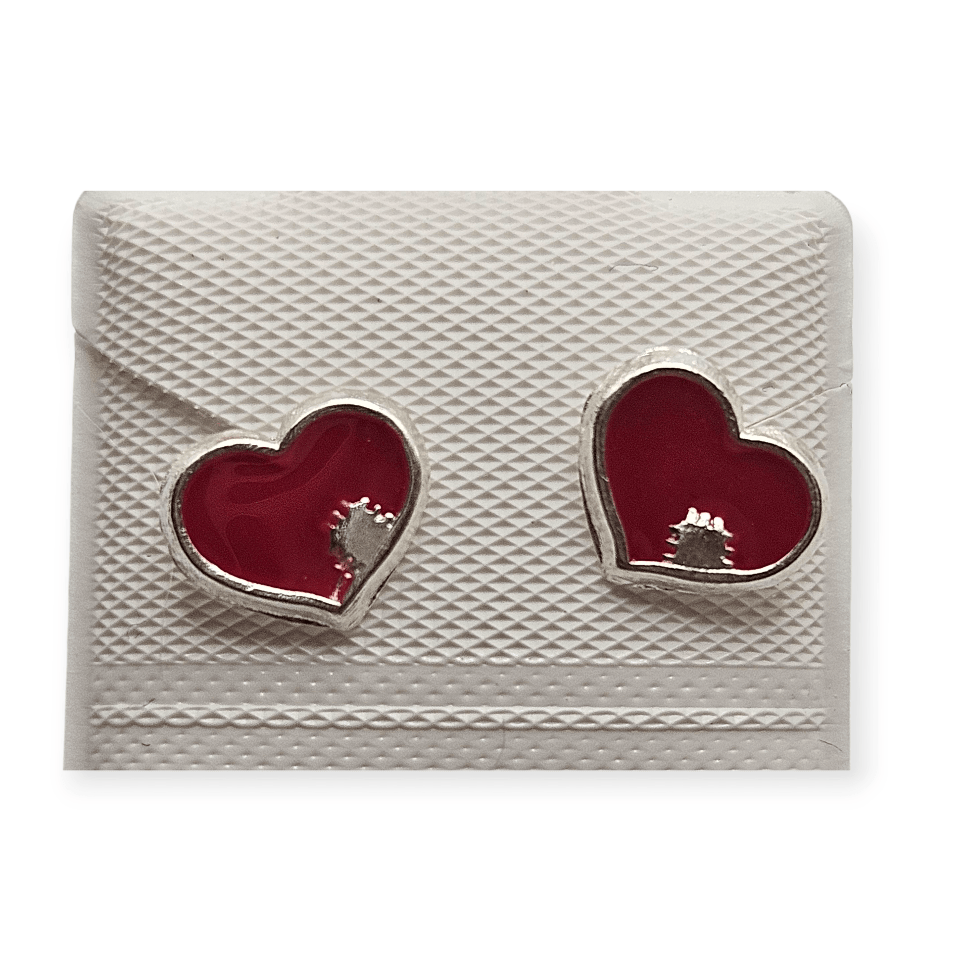 Red Heart Stud Earrings for Girls 925 Silver
