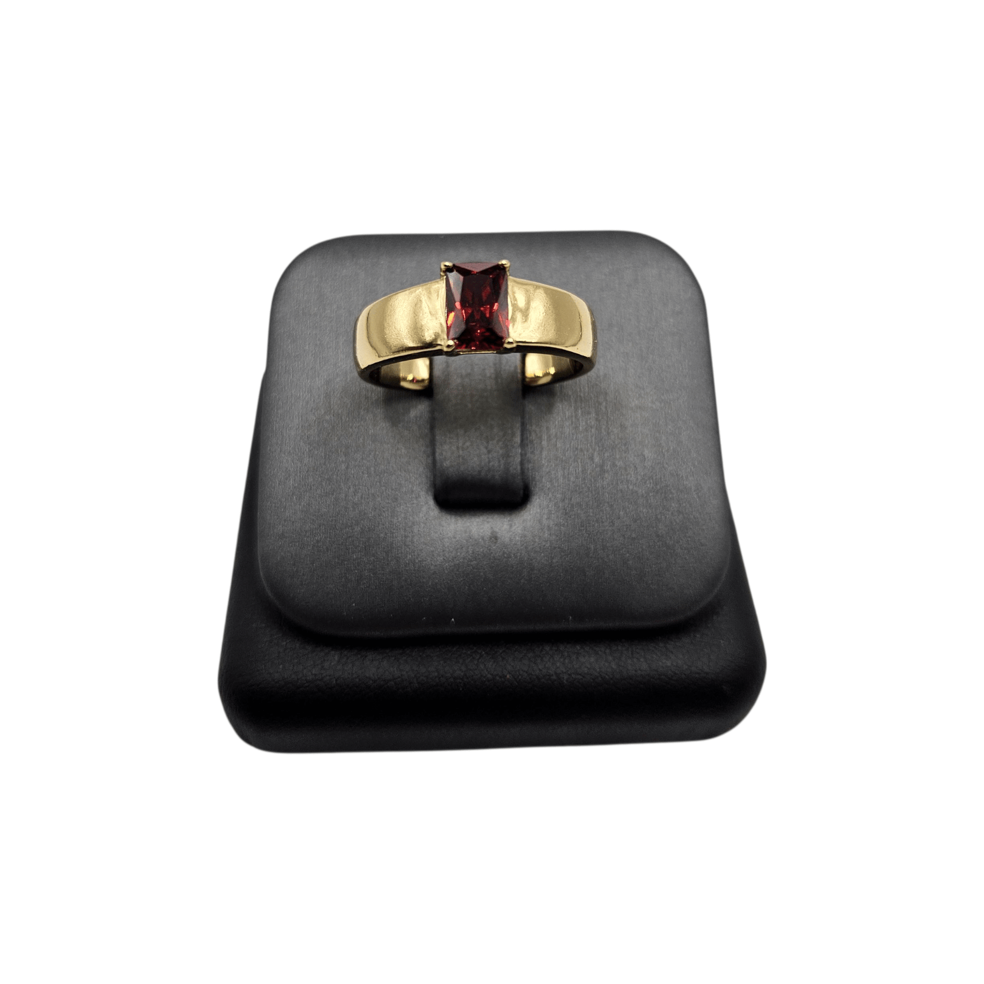 Red Stone Plain Ring 14k Gold Plated for Men or Women