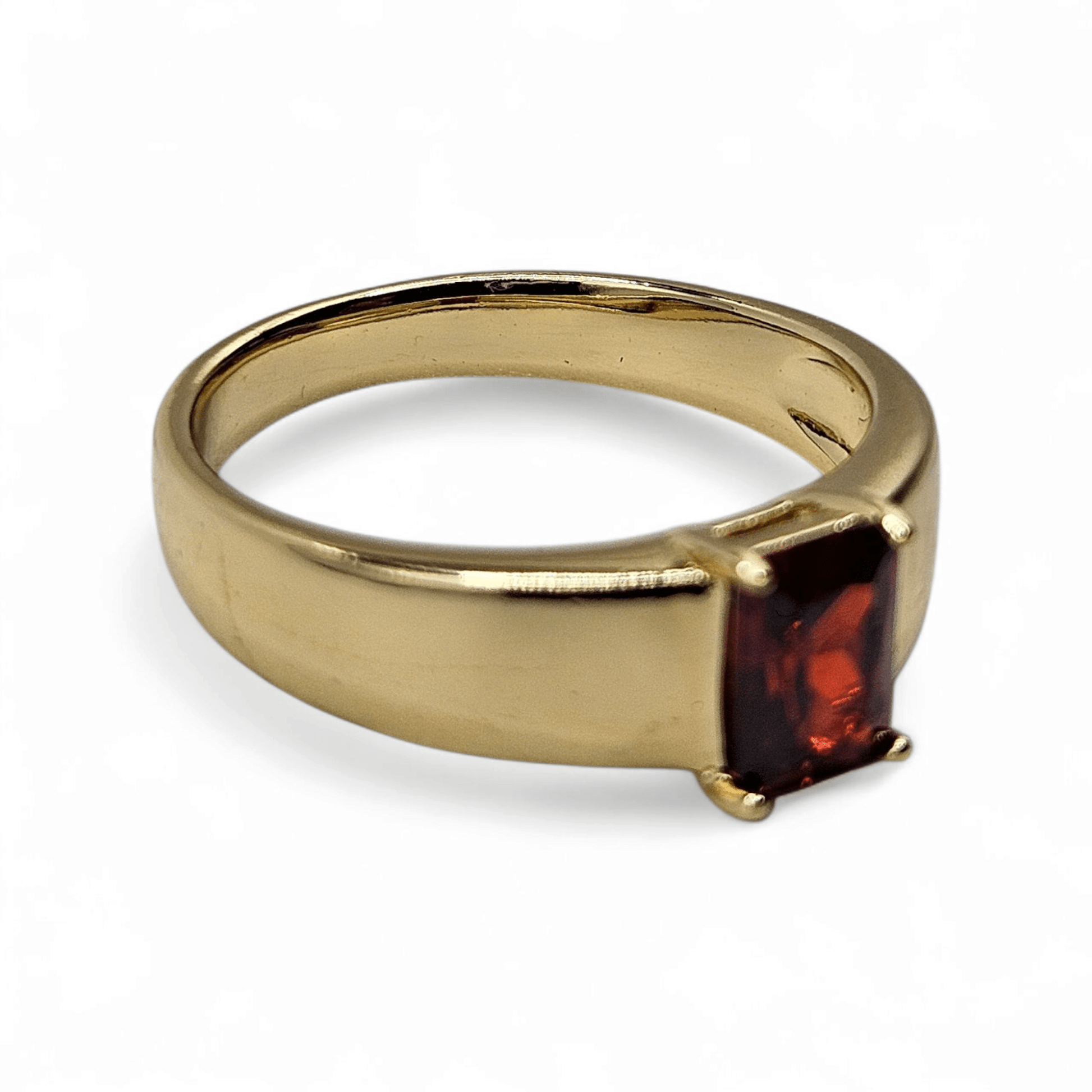 Red Stone Plain Ring 14k Gold Plated for Men or Women