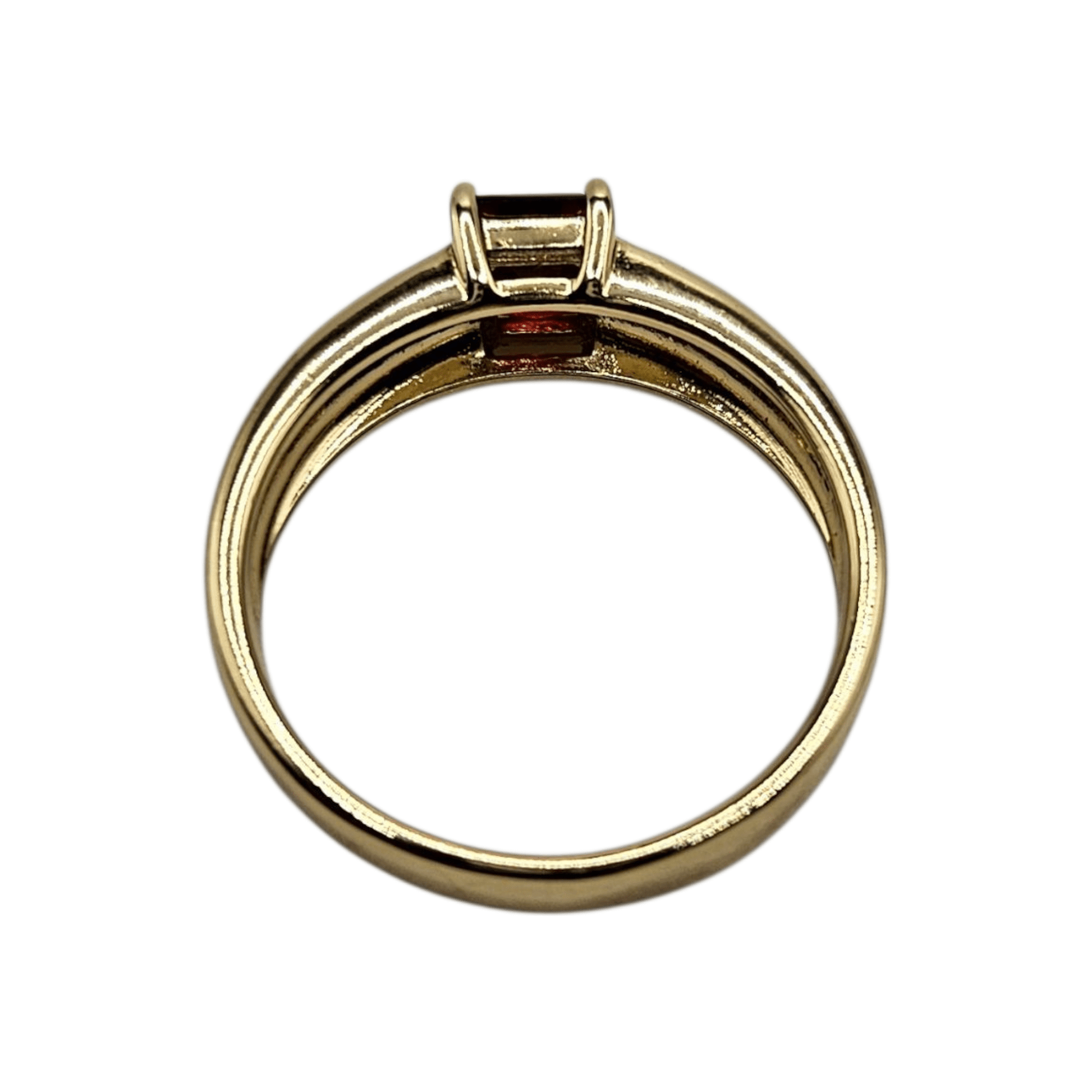 Red Stone Plain Ring 14k Gold Plated for Men or Women