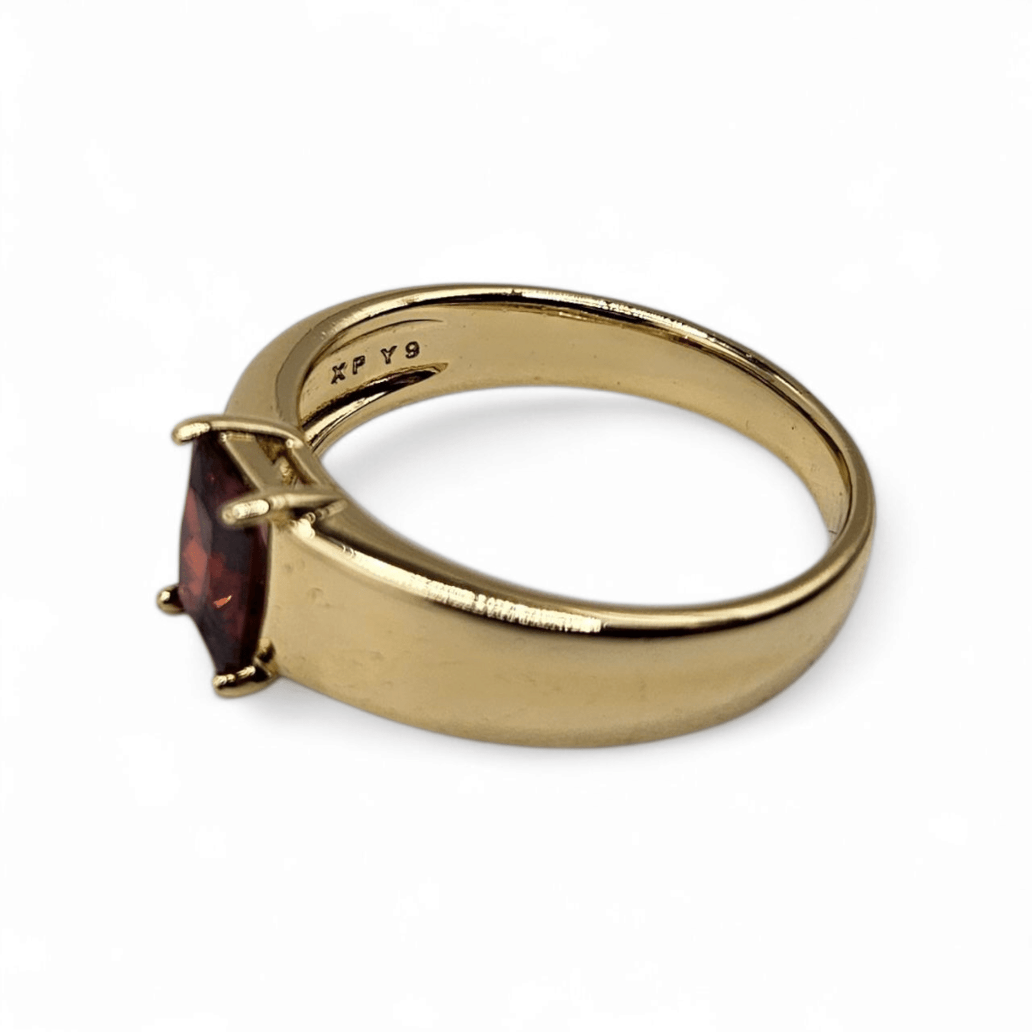 Red Stone Plain Ring 14k Gold Plated for Men or Women