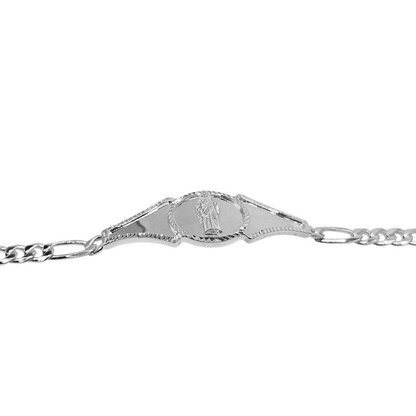 Saint Jude Silver 925 Bracelet 7"L for Women Figaro Chain Style Bracelet